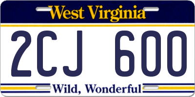 WV license plate 2CJ600
