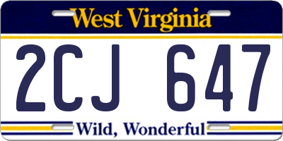 WV license plate 2CJ647