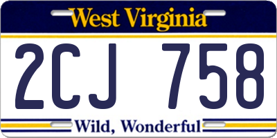 WV license plate 2CJ758