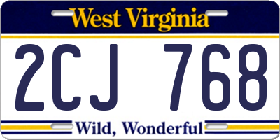 WV license plate 2CJ768