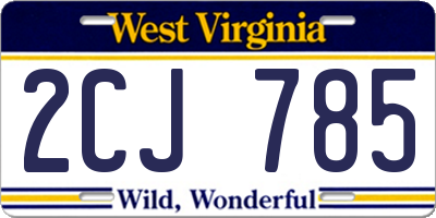 WV license plate 2CJ785