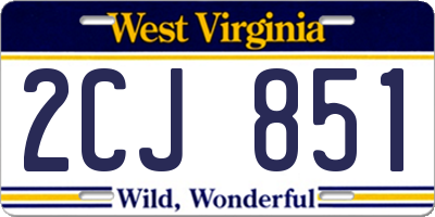 WV license plate 2CJ851