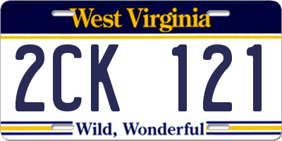 WV license plate 2CK121