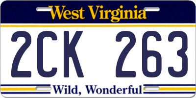 WV license plate 2CK263