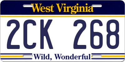 WV license plate 2CK268