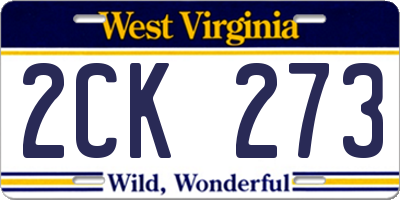 WV license plate 2CK273