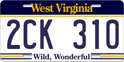 WV license plate 2CK310
