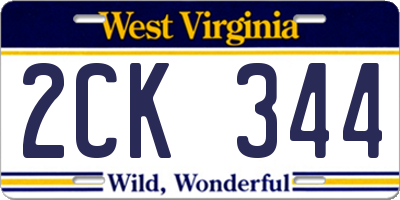 WV license plate 2CK344