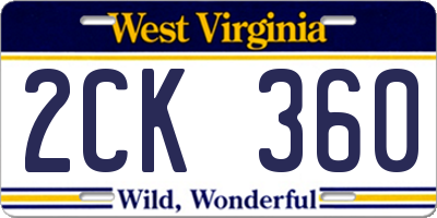 WV license plate 2CK360