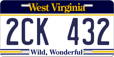 WV license plate 2CK432