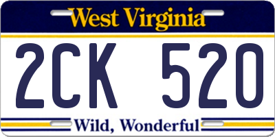 WV license plate 2CK520