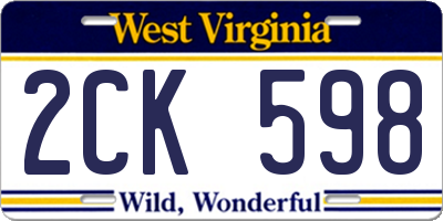 WV license plate 2CK598