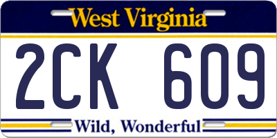 WV license plate 2CK609