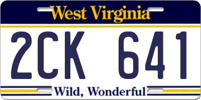 WV license plate 2CK641
