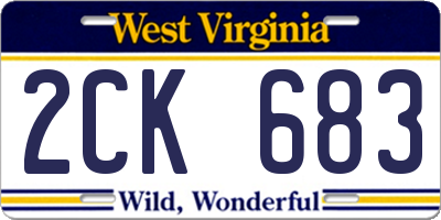 WV license plate 2CK683