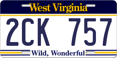 WV license plate 2CK757