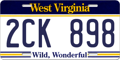 WV license plate 2CK898