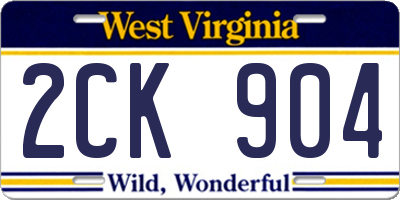 WV license plate 2CK904