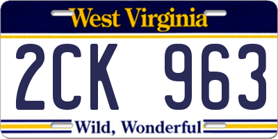 WV license plate 2CK963