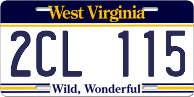 WV license plate 2CL115