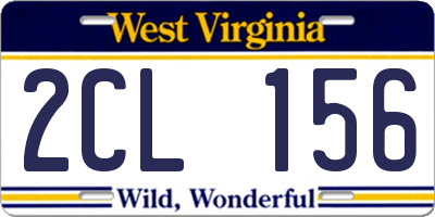 WV license plate 2CL156