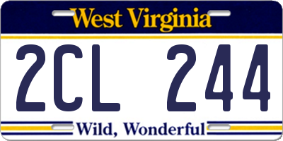 WV license plate 2CL244