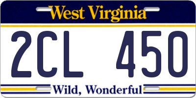 WV license plate 2CL450