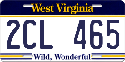 WV license plate 2CL465
