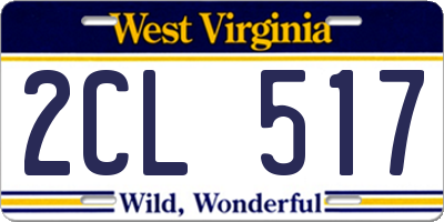 WV license plate 2CL517