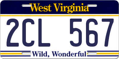 WV license plate 2CL567