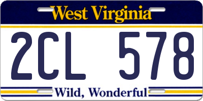 WV license plate 2CL578