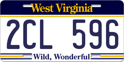 WV license plate 2CL596