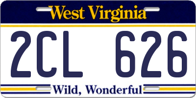 WV license plate 2CL626