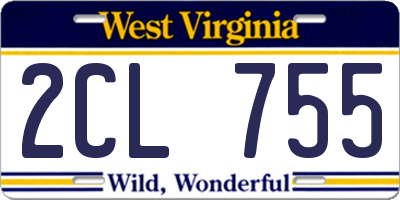 WV license plate 2CL755