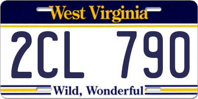 WV license plate 2CL790