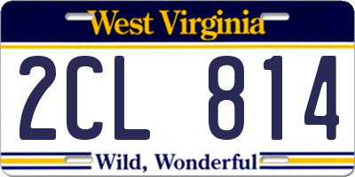WV license plate 2CL814