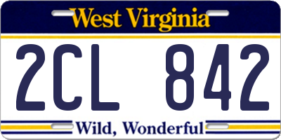 WV license plate 2CL842