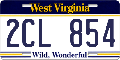 WV license plate 2CL854