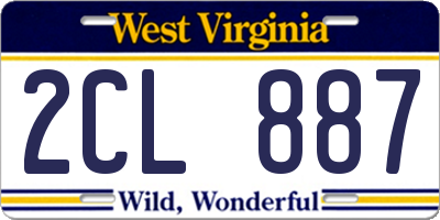 WV license plate 2CL887