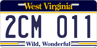 WV license plate 2CM011