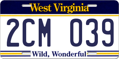 WV license plate 2CM039