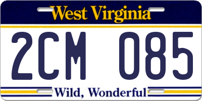 WV license plate 2CM085