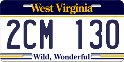 WV license plate 2CM130