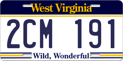 WV license plate 2CM191
