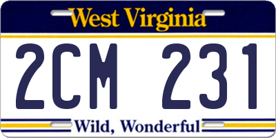 WV license plate 2CM231