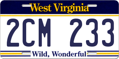 WV license plate 2CM233