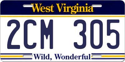 WV license plate 2CM305