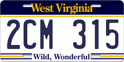 WV license plate 2CM315