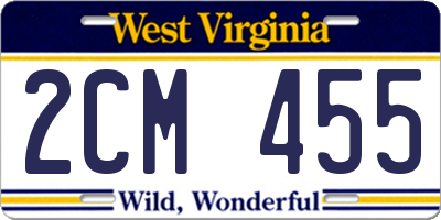 WV license plate 2CM455