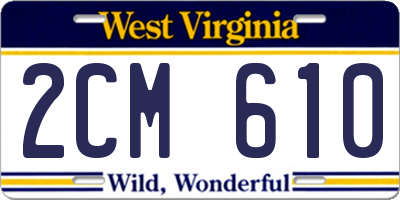 WV license plate 2CM610
